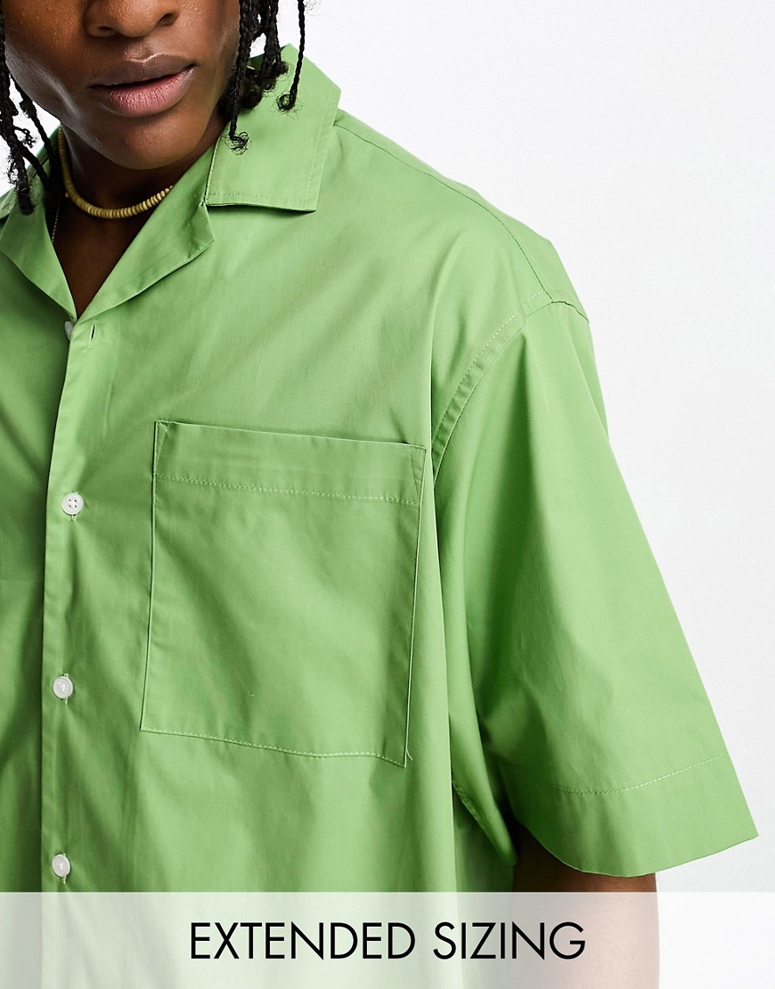 ASOS DESIGN boxy oversized revere shirt in light green