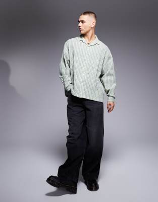 Asos Design Relaxed Linen Mix Pants In Stone With Elastic Waist-neutral In Green