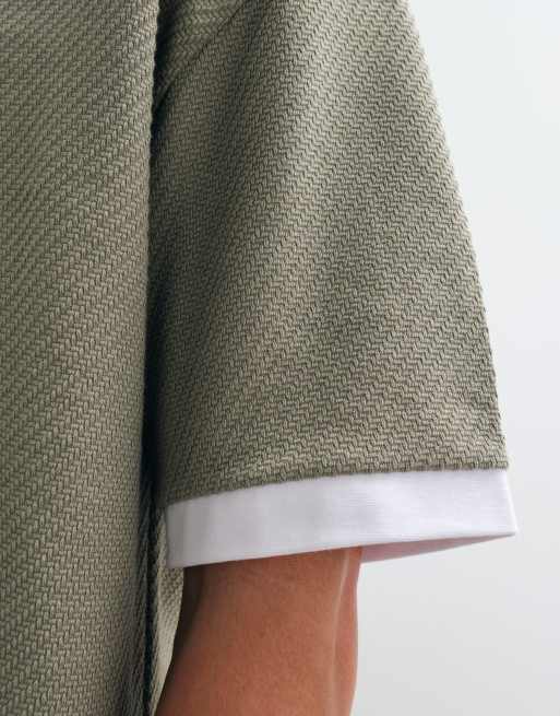 ASOS DESIGN boxy oversized ringer T-shirt in greige gestructureerde stof, 5 van 5