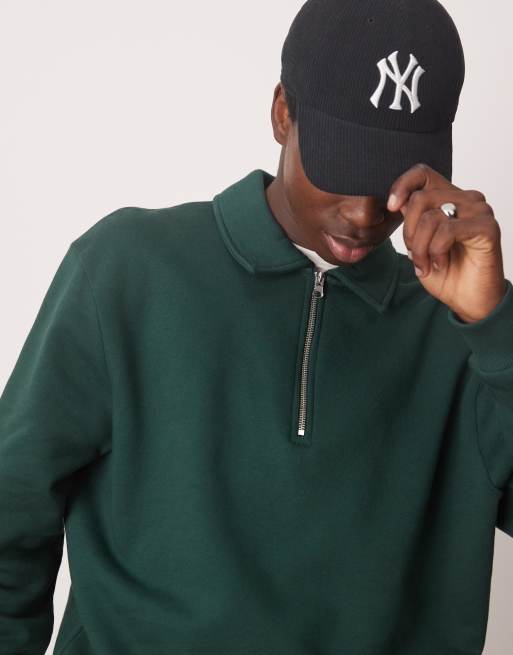 ASOS DESIGN boxy oversized rugby polo sweatshirt in green (part of a set), 2 of 4
