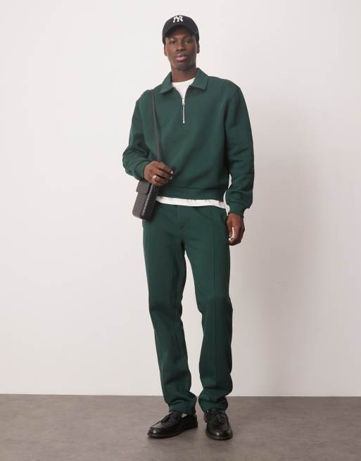 ASOS DESIGN boxy oversized rugby polo sweatshirt in green (part of a set), 3 of 4
