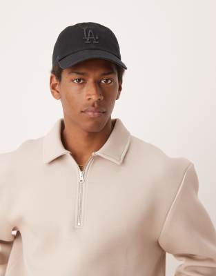 Asos Design Boxy Oversized Scuba Quarter Zip In Neutral