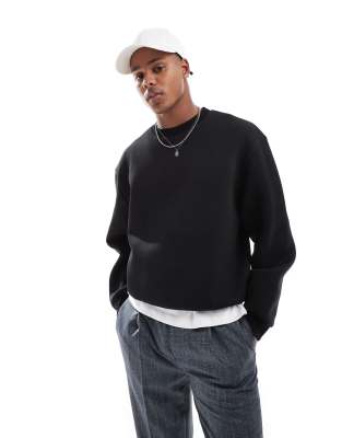 Asos Design Boxy Oversized Scuba Sweatshirt In Black