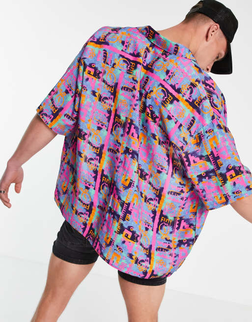 ASOS DESIGN boxy oversized shirt in 90s retro print | ASOS