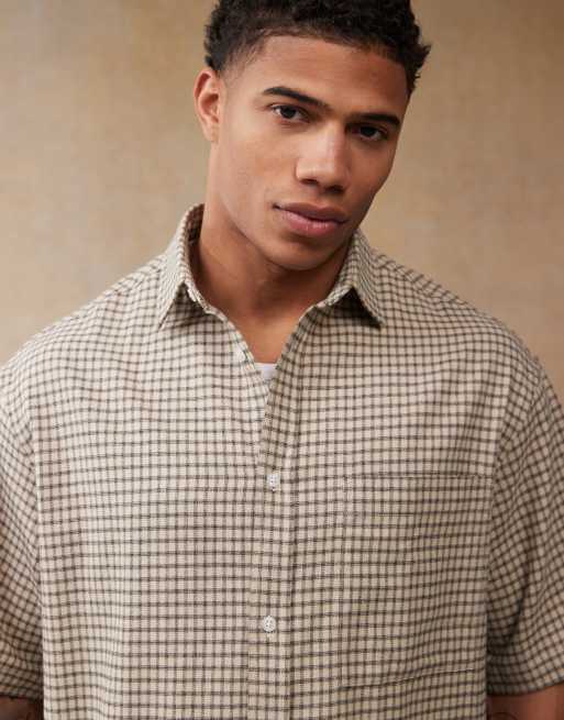 ASOS DESIGN boxy oversized shirt in beige check, 4 of 4