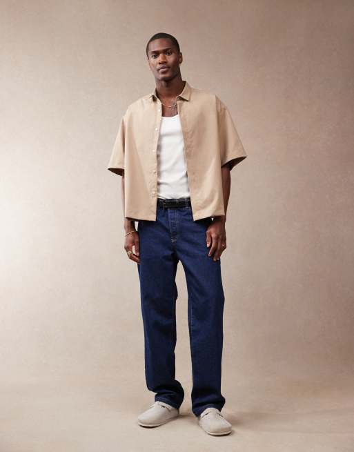 ASOS DESIGN boxy oversized shirt in beige | ASOS