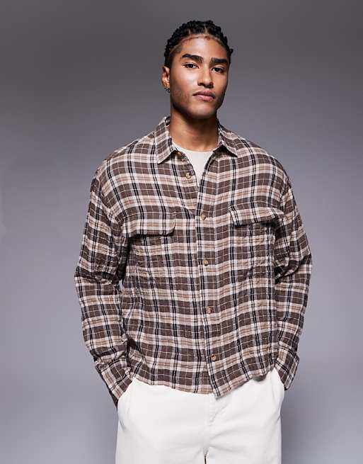 ASOS DESIGN boxy oversized shirt in beige