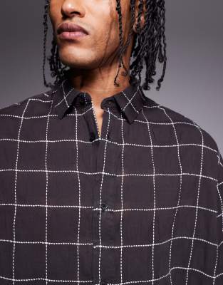 ASOS DESIGN boxy oversized shirt in black plaid