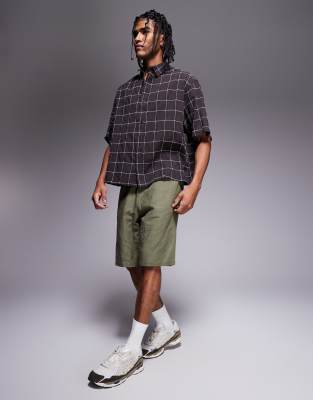 ASOS DESIGN boxy oversized shirt in black plaid