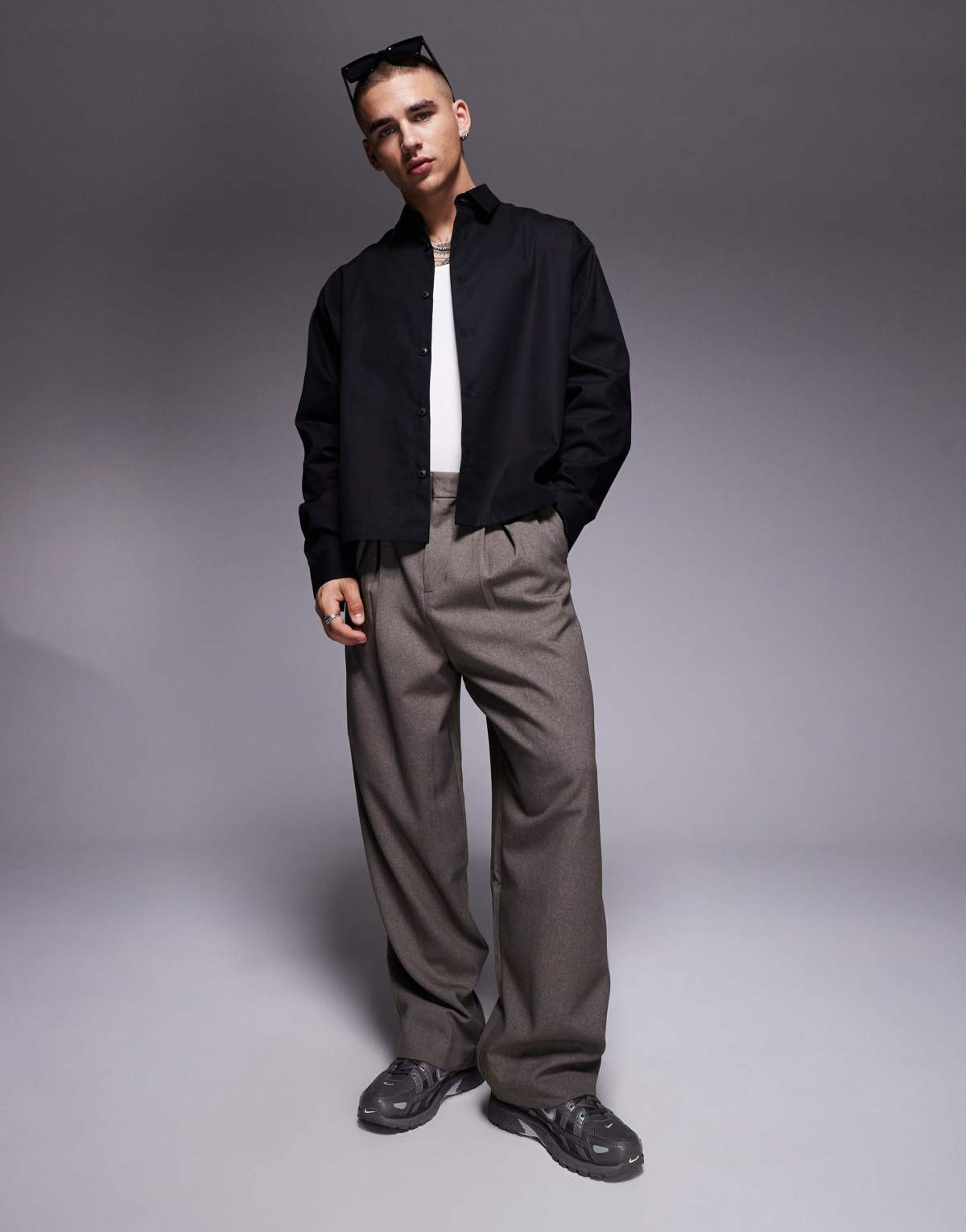 ASOS DESIGN boxy oversized shirt in black