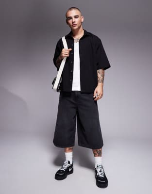 Asos Design Boxy Oversized Shirt In Black