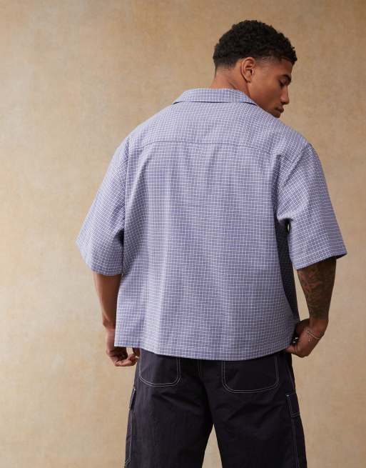 ASOS DESIGN boxy oversized shirt in blue check | ASOS