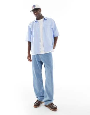 ASOS DESIGN boxy oversized shirt in blue check