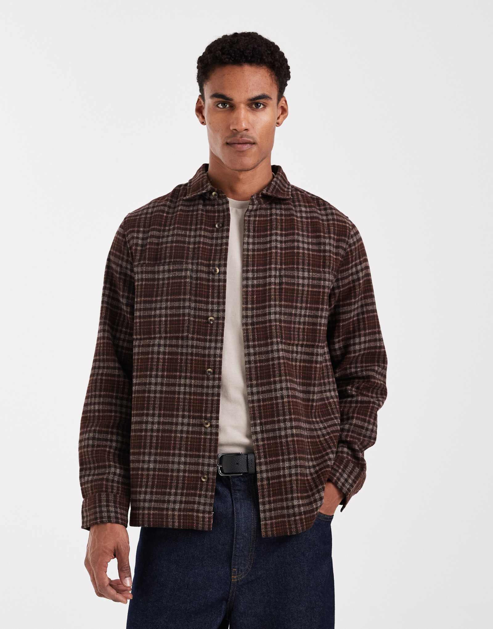 ДИЗАЙНЕРСКАЯ рубашка оверсайз свободного покроя ASOS в коричневую клетку