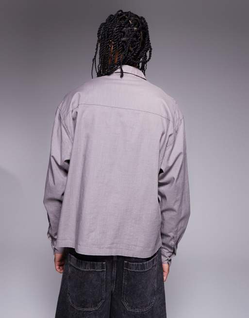 ASOS DESIGN boxy oversized shirt in gray, 2 of 4