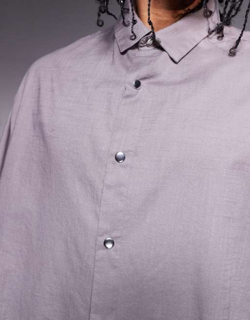 ASOS DESIGN boxy oversized shirt in grey, 3 of 4