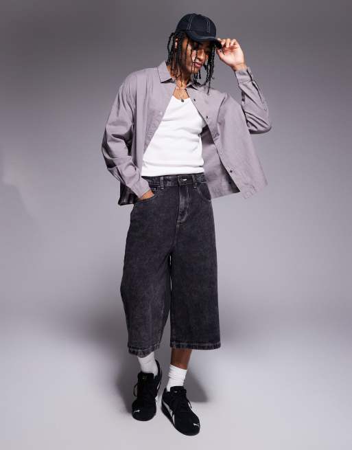 ASOS DESIGN boxy oversized shirt in grey, 4 of 4