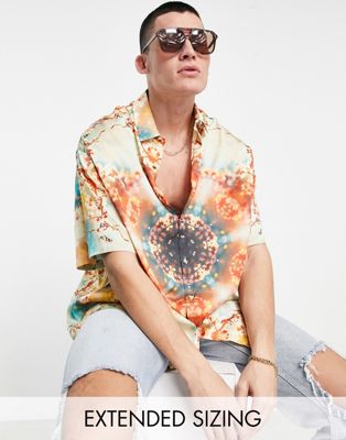ASOS DESIGN boxy oversized shirt in kaleidoscope floral print