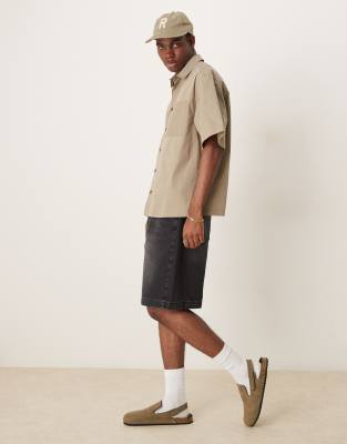 Asos Design Boxy Oversized Shirt In Brown