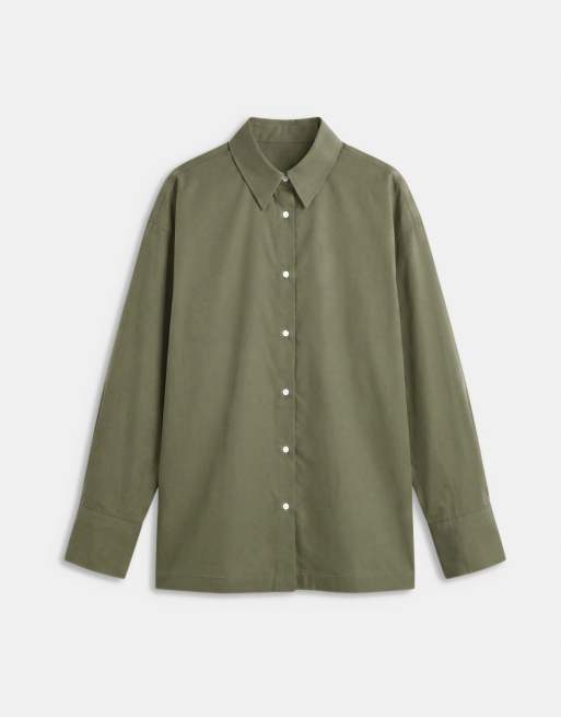 ASOS DESIGN boxy oversized shirt in khaki, 5 of 7