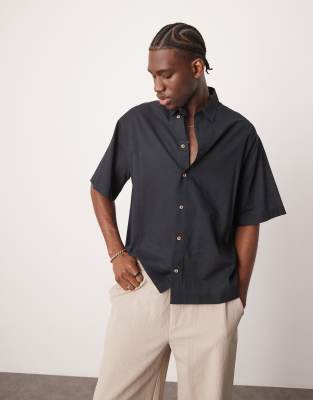 Asos Design Boxy Oversized Shirt In Black