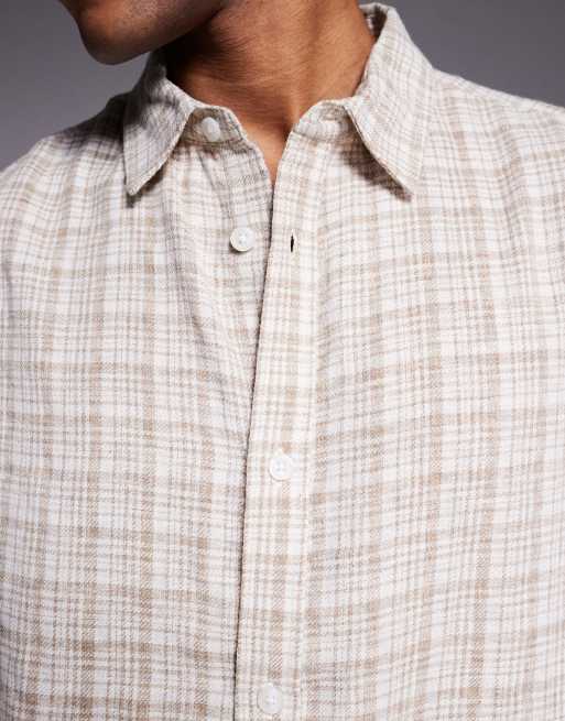 ASOS DESIGN boxy oversized shirt in neutral check, 3 of 5