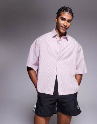 ASOS DESIGN boxy oversized shirt in pink and white stripe