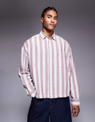 Asos Design Boxy Oversized Shirt In Purple