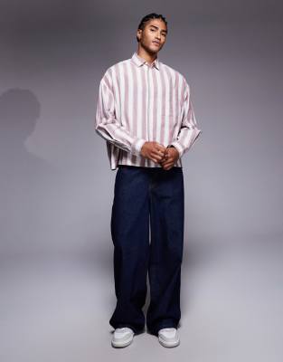 Asos Design Boxy Oversized Shirt In Purple