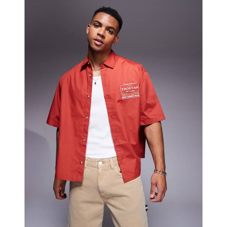 トップス 40s~ red rayon box shirt Women's East Side Boxy L/S Button Down in Crimson – Brixton