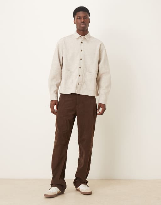 ASOS DESIGN boxy oversized shirt in stone, 2 of 5