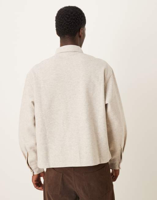ASOS DESIGN boxy oversized shirt in stone, 3 of 5