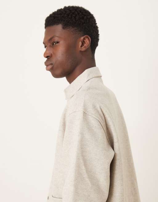ASOS DESIGN boxy oversized shirt in stone, 4 of 5