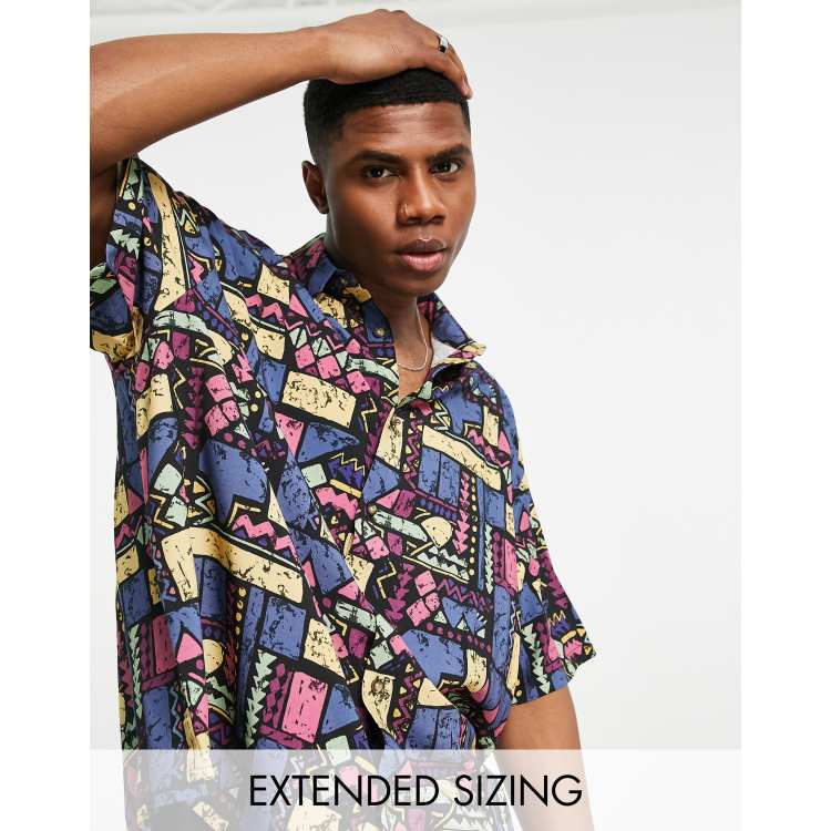 ASOS DESIGN boxy oversized shirt in vintage inspired print
