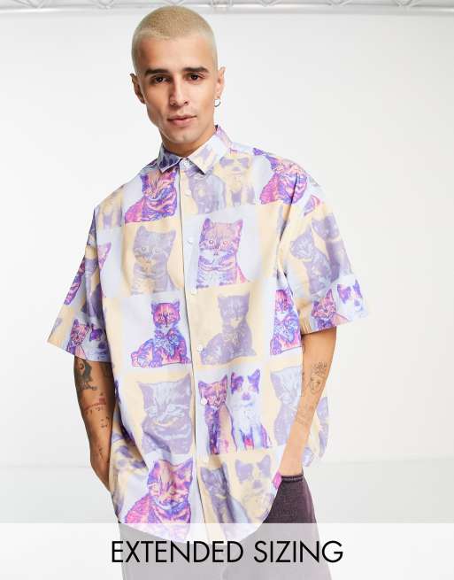 Cat print 2025 dress shirt