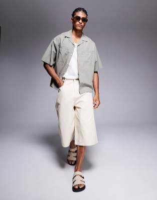 Asos Design Boxy Oversized Shirt With Concealed Pockets