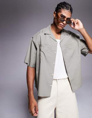 Asos Design Boxy Oversized Shirt With Concealed Pockets