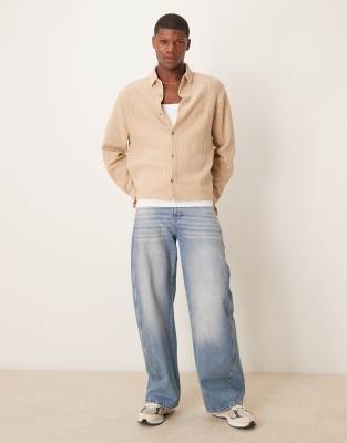 Asos Design Boxy Oversized Shirt With Knit Texture