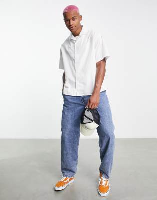 oversized white button down men