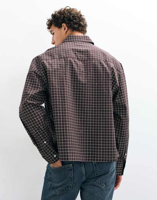 ASOS DESIGN boxy oversized skjorte med små tern i brun, 5 af 10