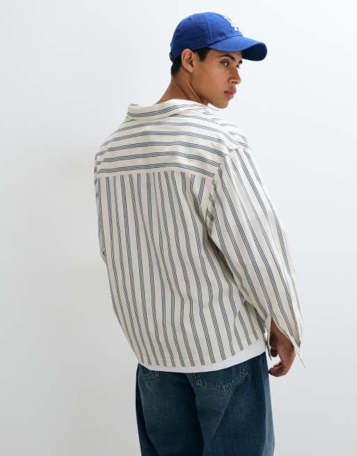 ASOS DESIGN boxy oversized stribet skjorte i creme, 5 af 5