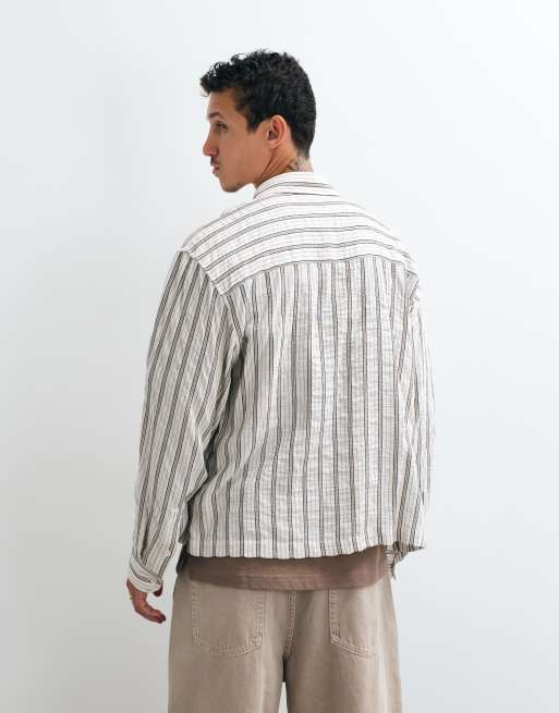 ASOS DESIGN boxy oversized stribet skjorte i hvid, 4 af 5