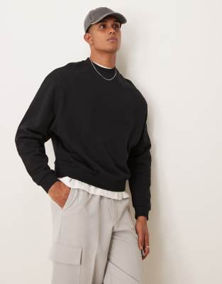 Asos Design Boxy Oversized Sweatshirt In Black