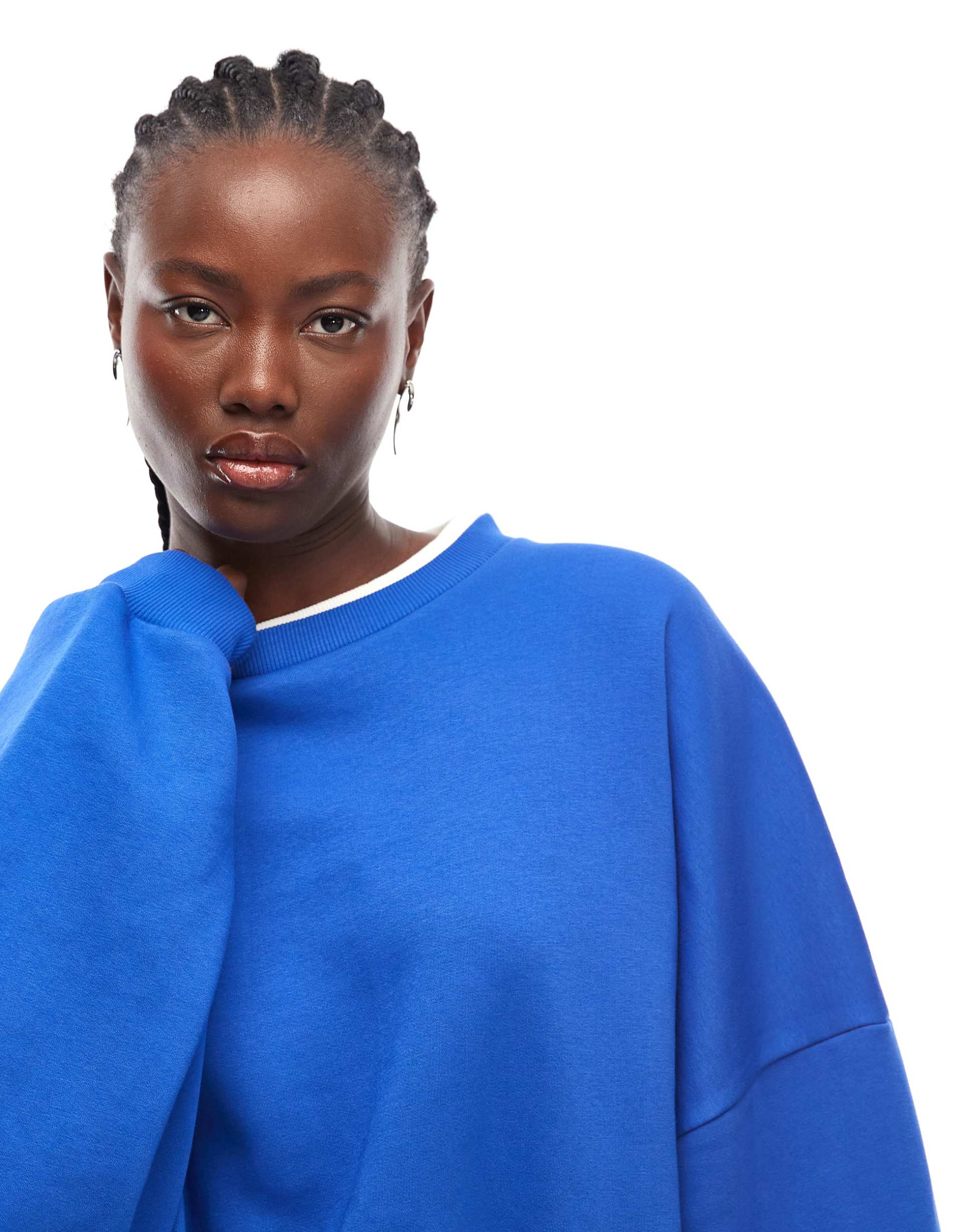 asos design boxy oversized sweatshirt in cobalt