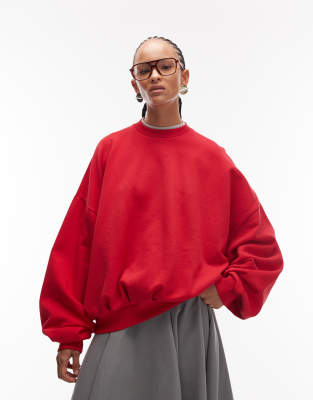 Asos Design Boxy Oversized Sweatshirt In Red