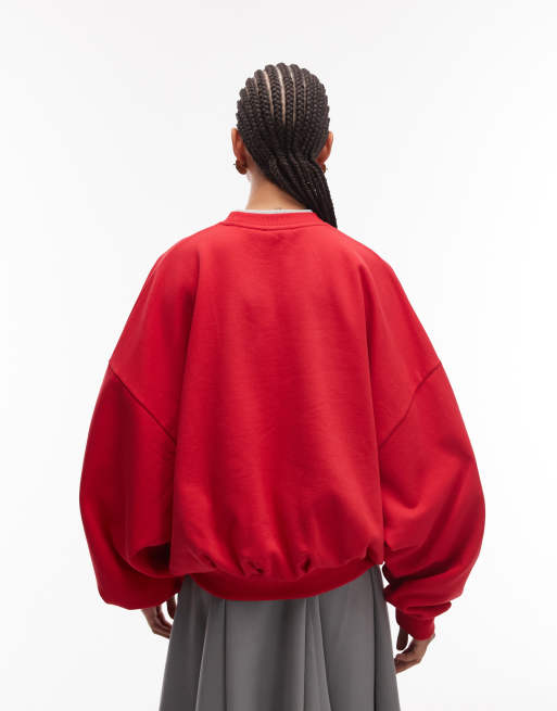 ASOS DESIGN boxy oversized sweatshirt in red