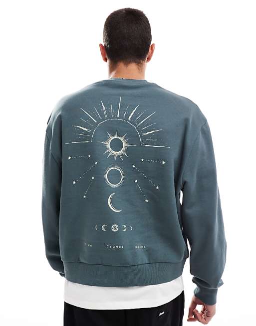 grey celestial print sweatshirt grey celestial print sweatshirt