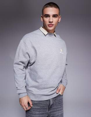 Asos Design Boxy Oversized Sweatshirt With Front And Back Print In Gray
