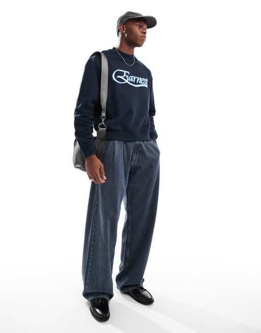 ASOS DESIGN boxy oversized sweatshirt with sateen chest