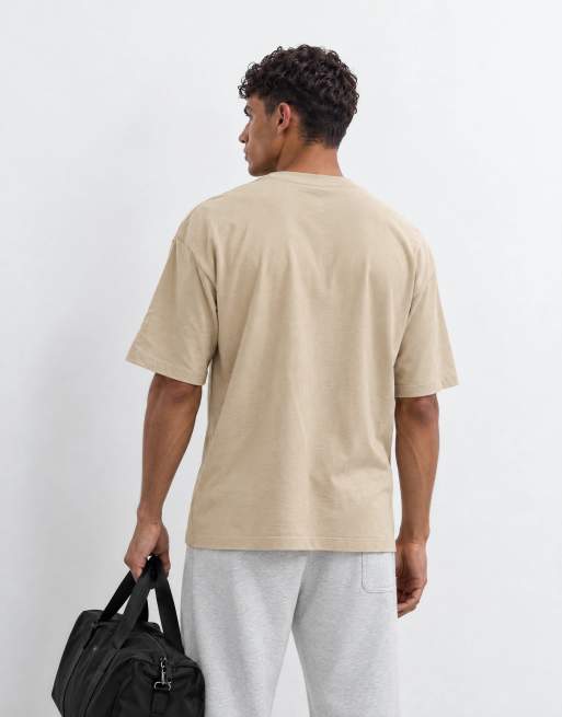 ASOS DESIGN boxy oversized T-shirt i beige, 7 af 8